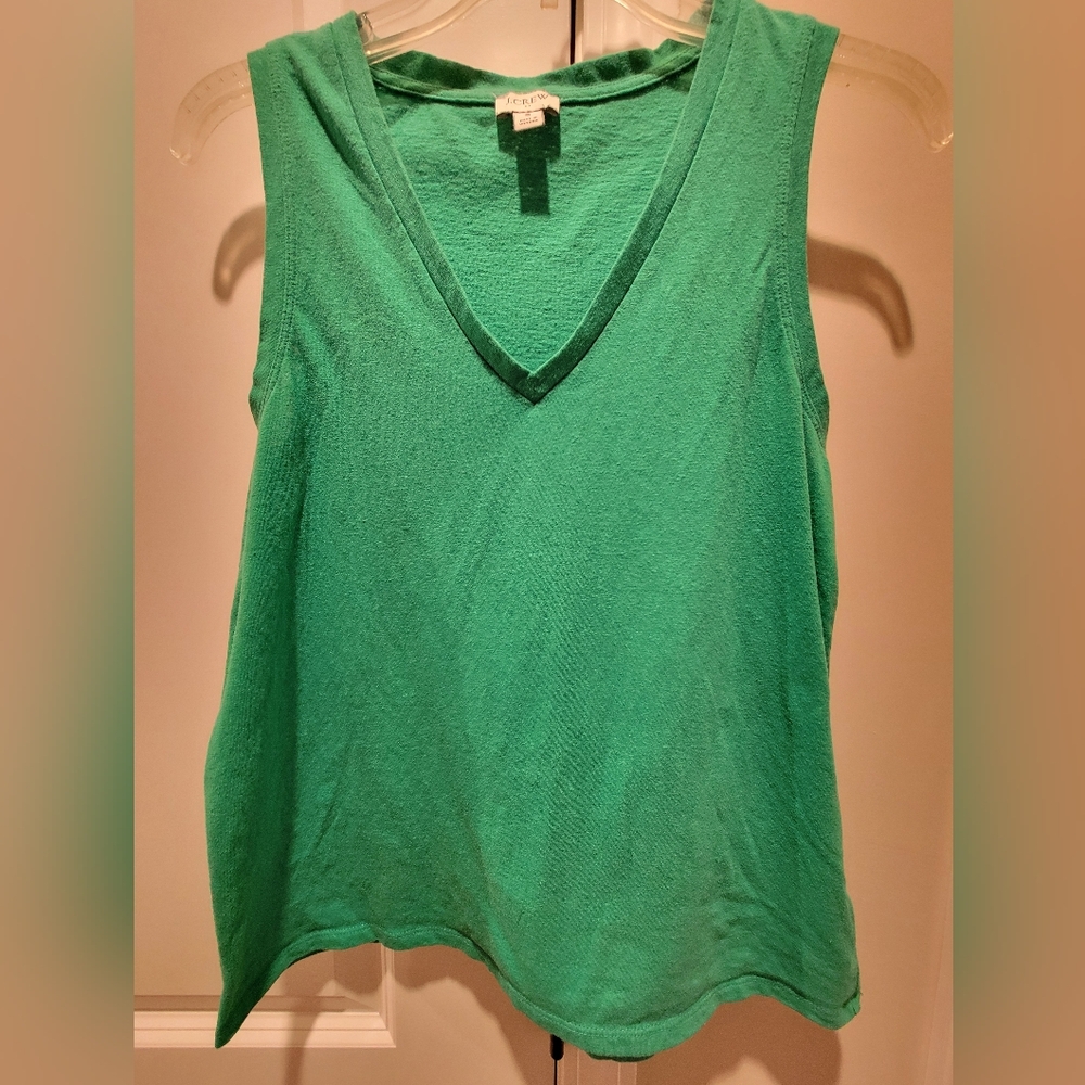 J. Crew Green Sleeveless V-Neck T-shirt